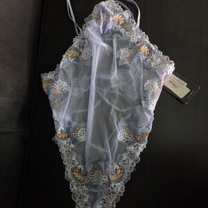 Elegant Blue Lace Bodysuit